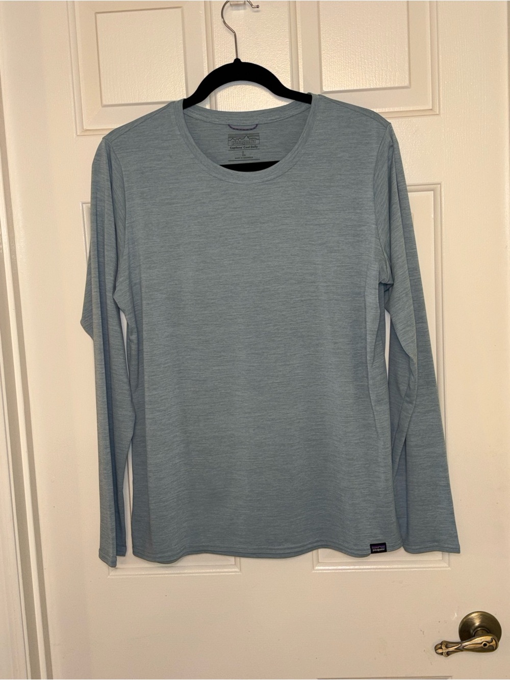 Patagonia Men’s Long-Sleeve Crew in Heather Light Blue